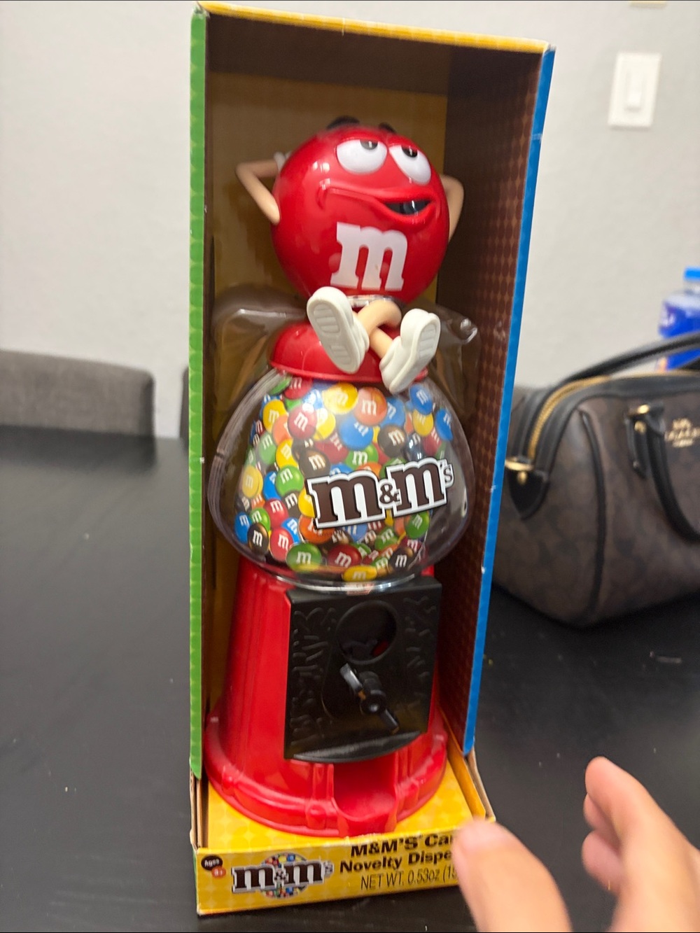M&M'S Red Character Candy Dispenser with Multicolor Globe
